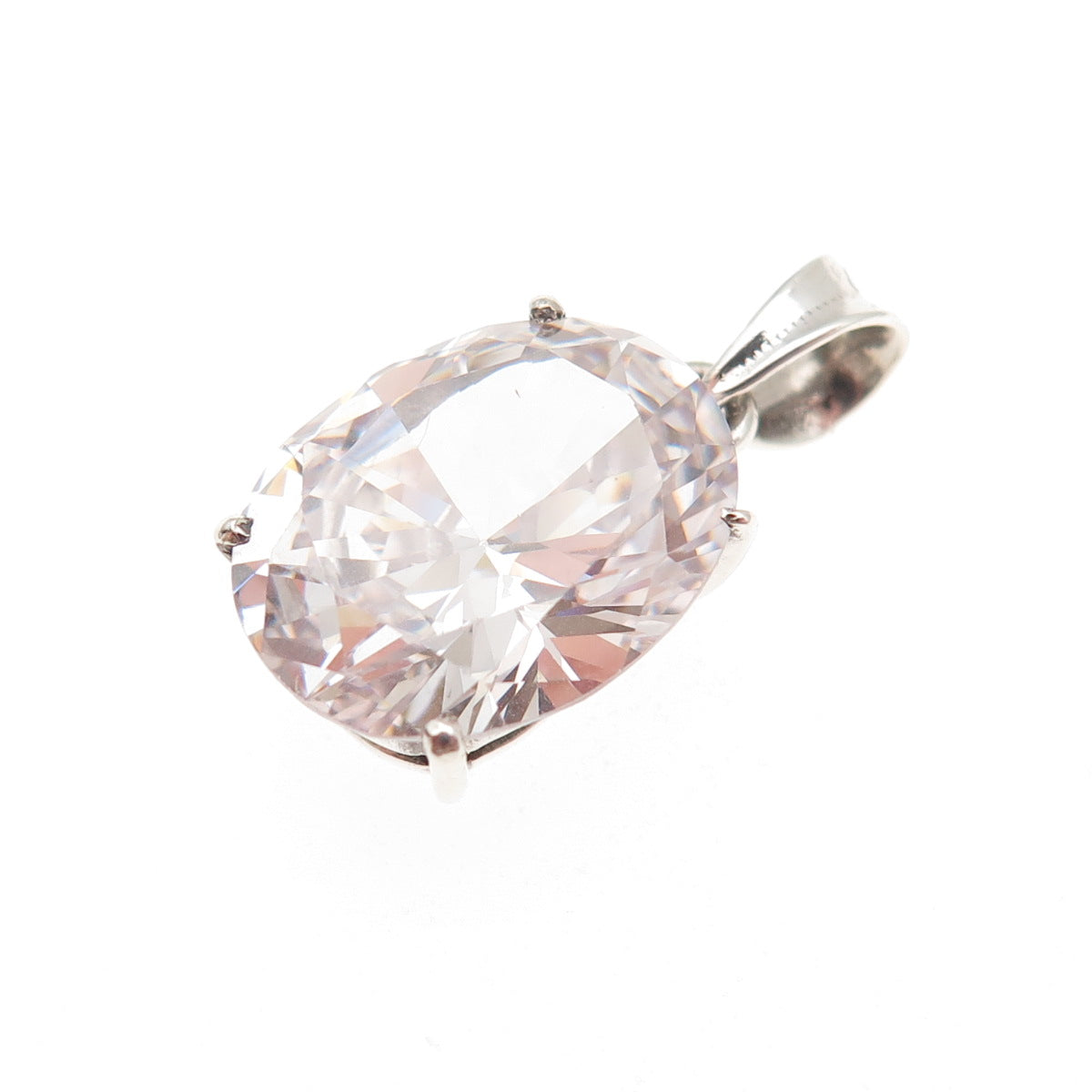925 Sterling Silver Oval-Cut C Z Mini Charm Pendant