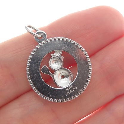 MARK MERCY 925 Sterling Silver Vintage Glass Merry Christmas Minimalist Pendant