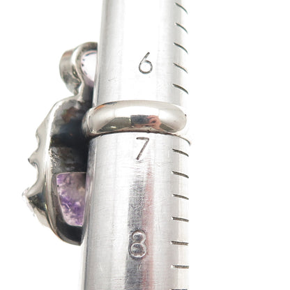 CID Clyde Duneier Sterling Silver Vintage Real Amethyst Modernist Ring Size 6.75