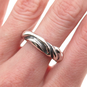 Laurent Leger 925 Sterling Silver Vintage Modernist Oxidized Band Ring Size 7.5