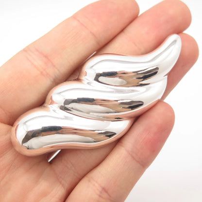 925 Sterling Silver Vintage Zina Modernist Ribbed Pin Brooch