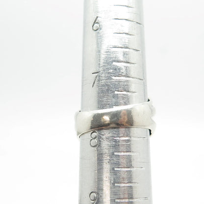 925 Sterling Silver Vintage Ribbed Wide Cocktail Ring Size 7.75