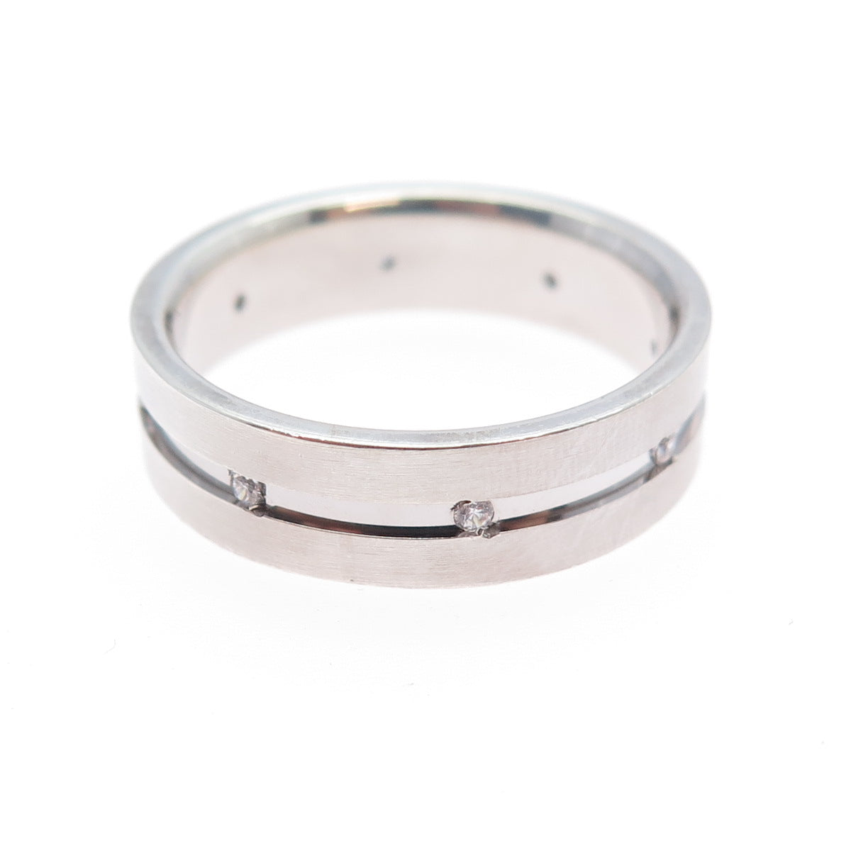 925 Sterling Silver Vintage MGR Round-Cut C Z All Around Band Ring Size 9.5