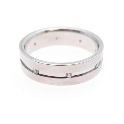 925 Sterling Silver Vintage MGR Round-Cut C Z All Around Band Ring Size 9.5