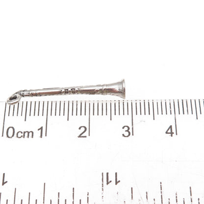 Sunwest 925 Sterling Silver Vintage Clarinet Oxidized 3D Charm Pendant