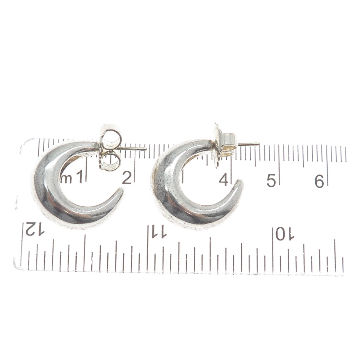 RALPH LAUREN 925 Sterling Silver Vintage Modernist Oxidized Hoop Earrings