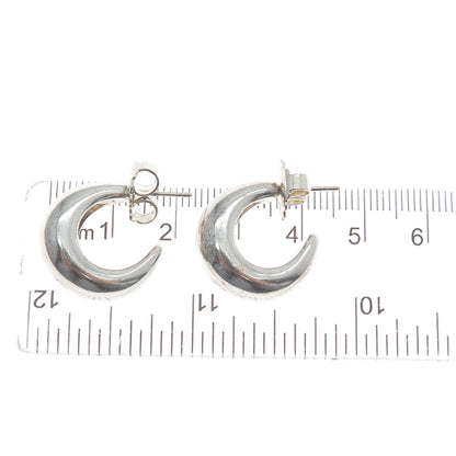 RALPH LAUREN 925 Sterling Silver Vintage Modernist Oxidized Hoop Earrings