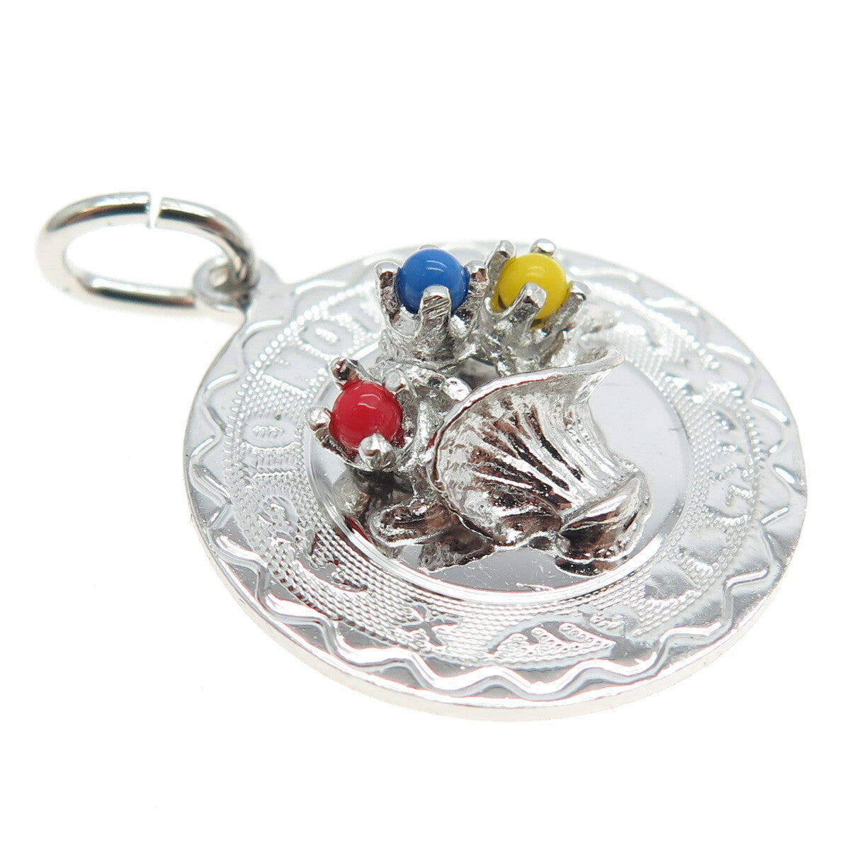 FORSTNER 925 Sterling Silver Vintage Glass "To Mother" Floral Basket Pendant