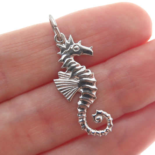 925 Sterling Silver Vintage Seahorse Minimalist Charm Pendant