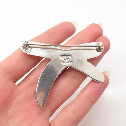925 Sterling Silver 2-Tone Vintage Mexico Modernist Pin Brooch
