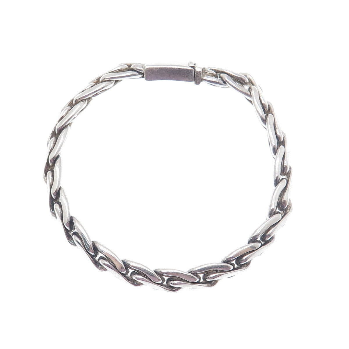 925 Sterling Silver Vintage Braided Link Bracelet 7"