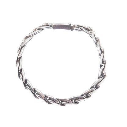 925 Sterling Silver Vintage Braided Link Bracelet 7"