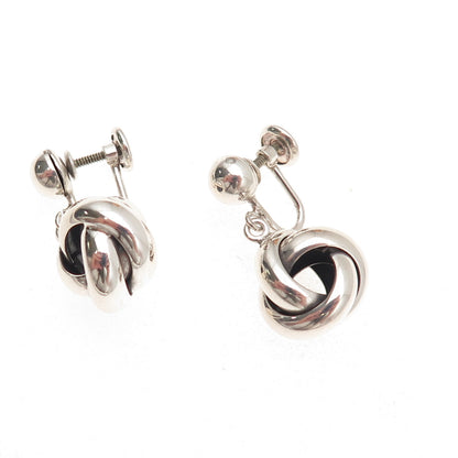 Danecraft Sterling Silver Vintage Interlocked Trinity Dangle Screw Back Earrings
