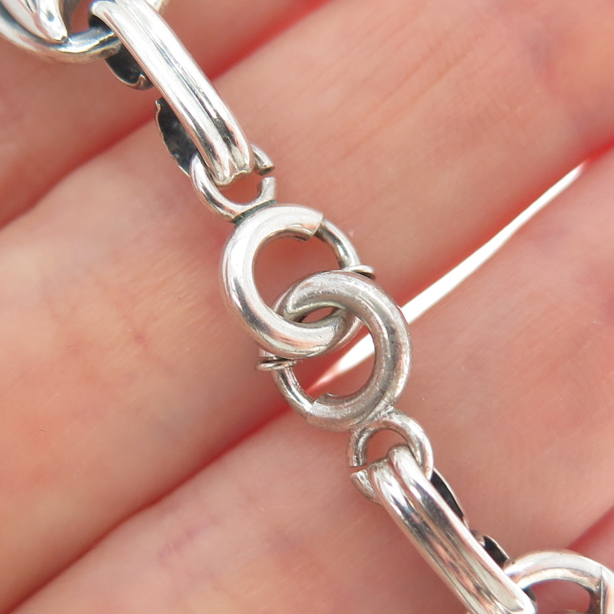 DANECRAFT 925 Sterling Silver Antique Art Deco Floral Leaf Chain Necklace 22"