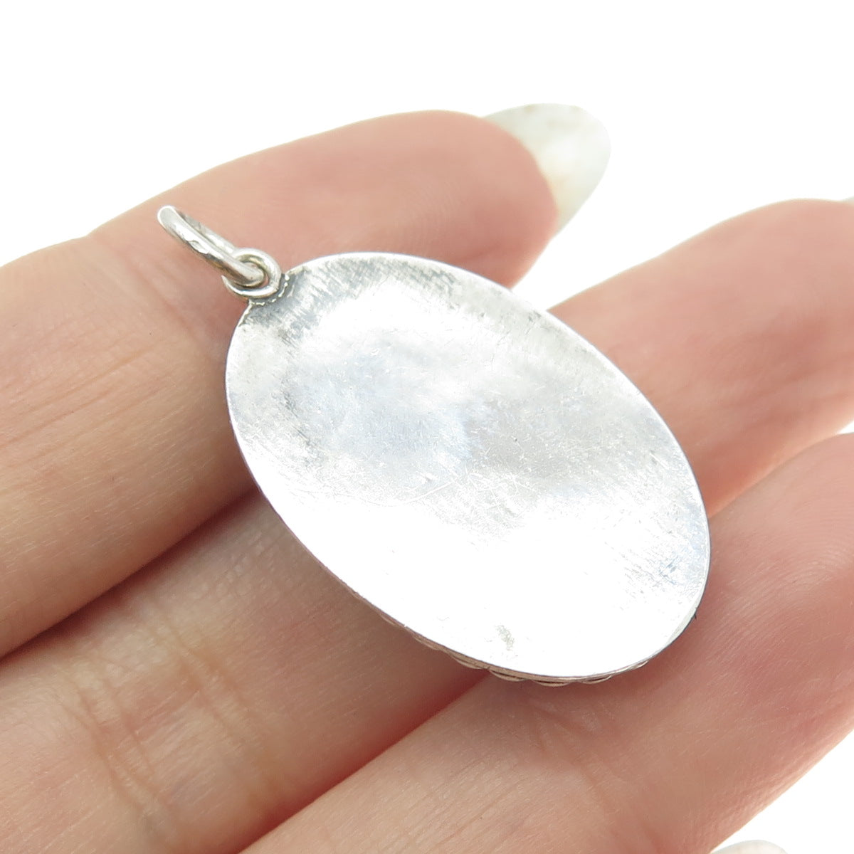 925 Sterling Silver Vintage Real Carved Black Onyx Gemstone Tribal Face Pendant