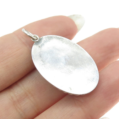 925 Sterling Silver Vintage Real Carved Black Onyx Gemstone Tribal Face Pendant