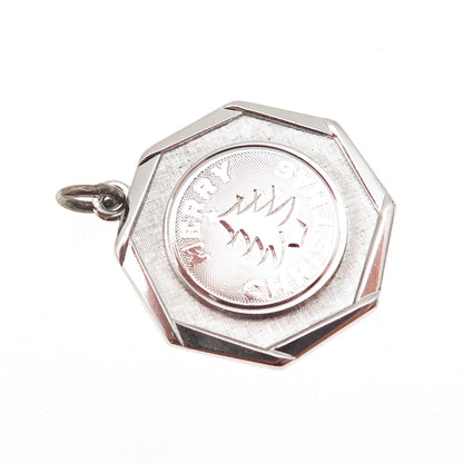 925 Sterling Silver Vintage Engraved Merry Christmas Charm Pendant