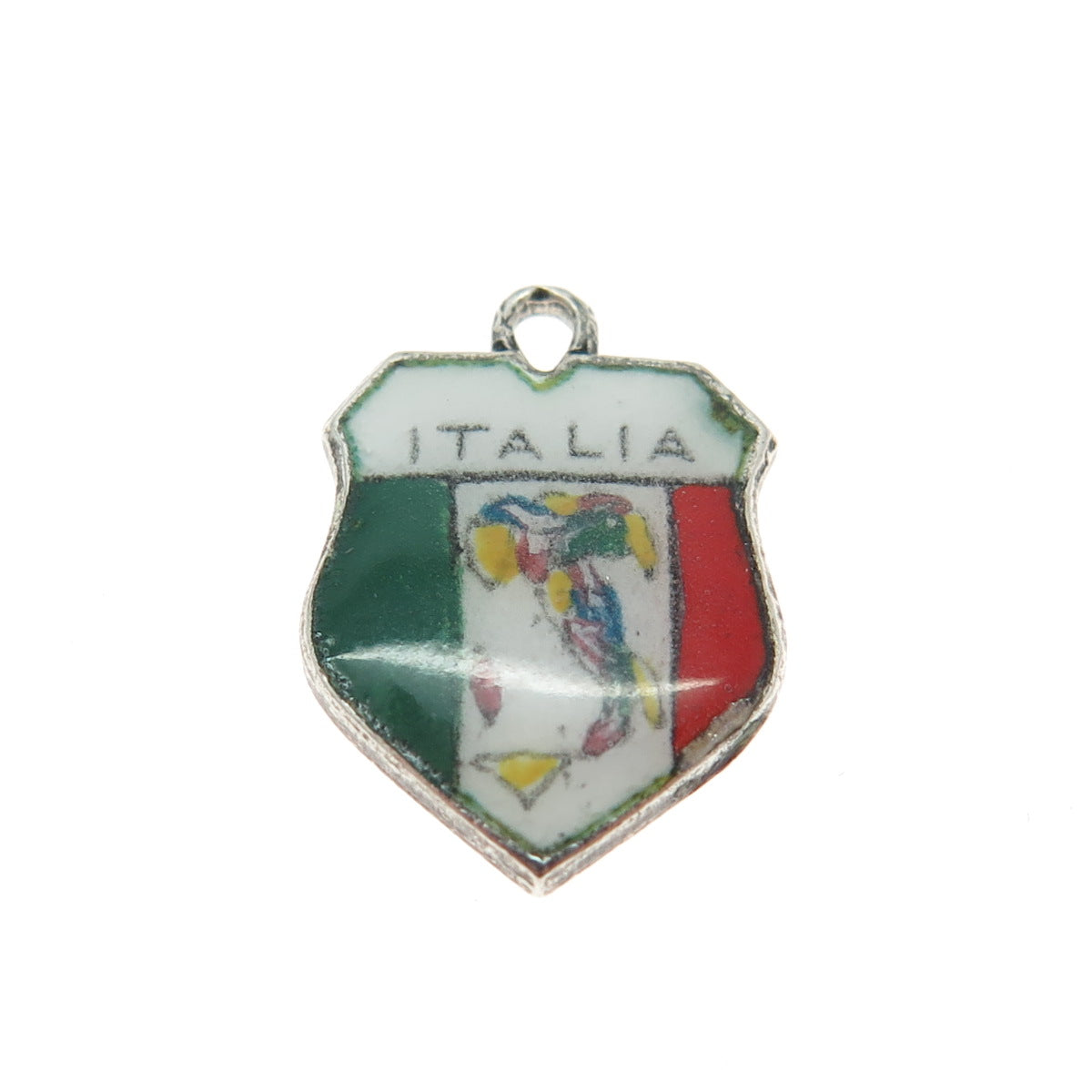 800 Silver Vintage Enamel Italy Minimalist Charm Pendant