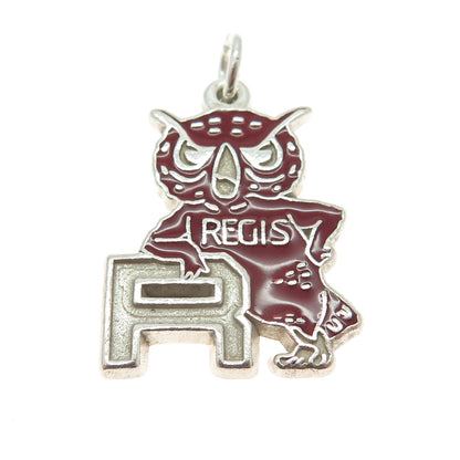 925 Sterling Silver Vintage Enamel REGIS High School Owl Pendant