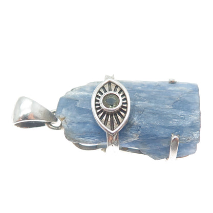 925 Sterling Silver Vintage Real Kyanite & Peridot Evil's Eye Charm Pendant