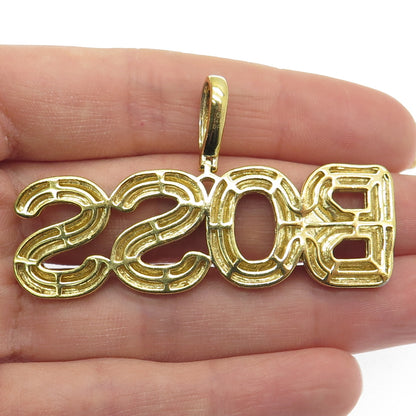 925 Sterling Silver & 14K Gold Plated Real Diamond Accent "Boss" Pendant
