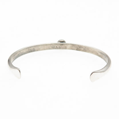 Old Pawn 925 Sterling Silver Vintage Turquoise Snake Eye Adjustable Bracelet 5"
