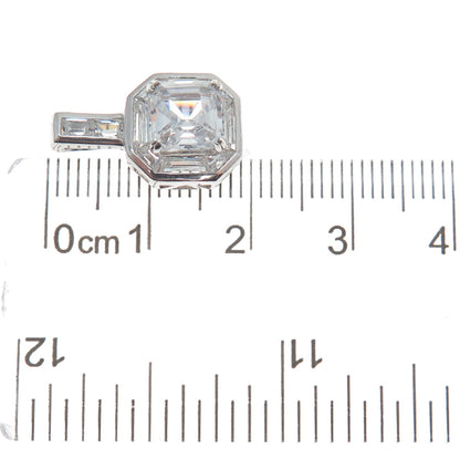 UNCAS 925 Sterling Silver Asscher & Tapered Baguette-Cut C Z Minimalist Pendant