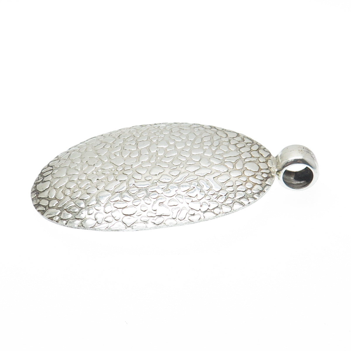 925 Sterling Silver Vintage Modernist Nugget Oval Pendant