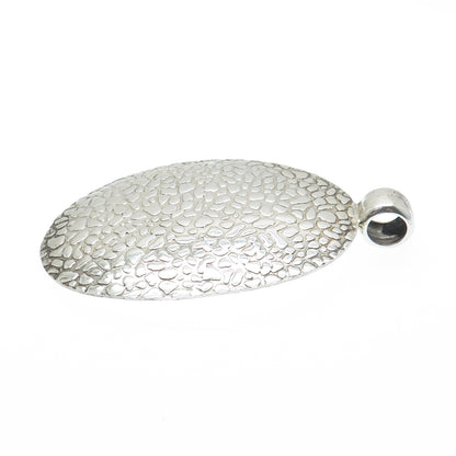 925 Sterling Silver Vintage Modernist Nugget Oval Pendant