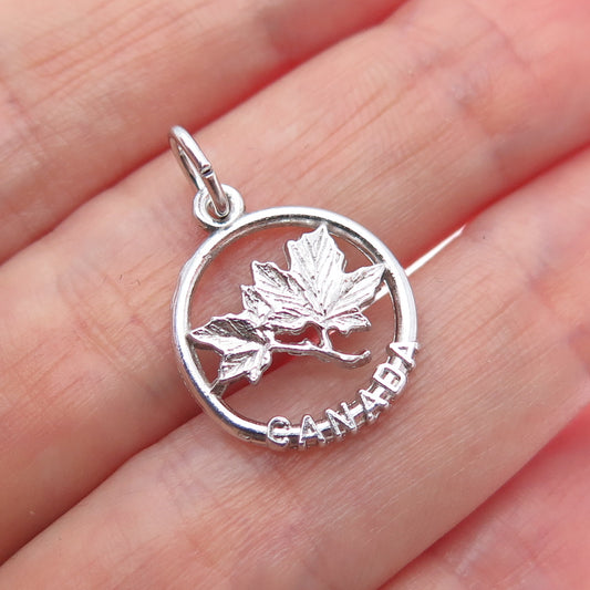 REMBRANDT RJL 925 Sterling Silver Vintage Canada Maple Leaf Minimalist Pendant