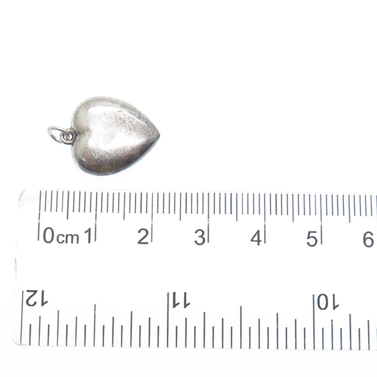 925 Sterling Silver Antique Art Deco Chatelaine Heart Minimalist Charm Pendant