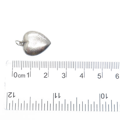 925 Sterling Silver Antique Art Deco Chatelaine Heart Minimalist Charm Pendant