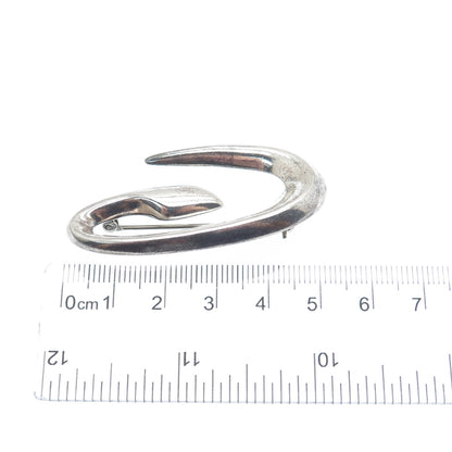 925 Sterling Silver Vintage Modernist Letter "C" Initial Oxidized Pin Brooch