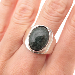 Carlos Silva 925 Sterling Silver Vintage Real Agate Modernist Ring Size 11