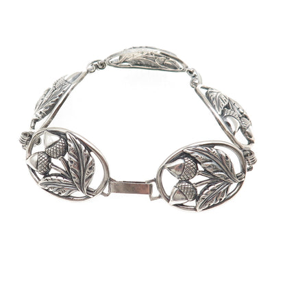 Danecraft 925 Sterling Silver Antique Art Deco Acorn Oxidized Bracelet 7.5"