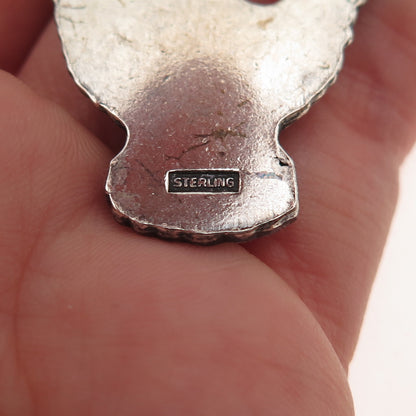 925 Sterling Silver Vintage Boy Scout Eagle Medal Oxidized Pendant
