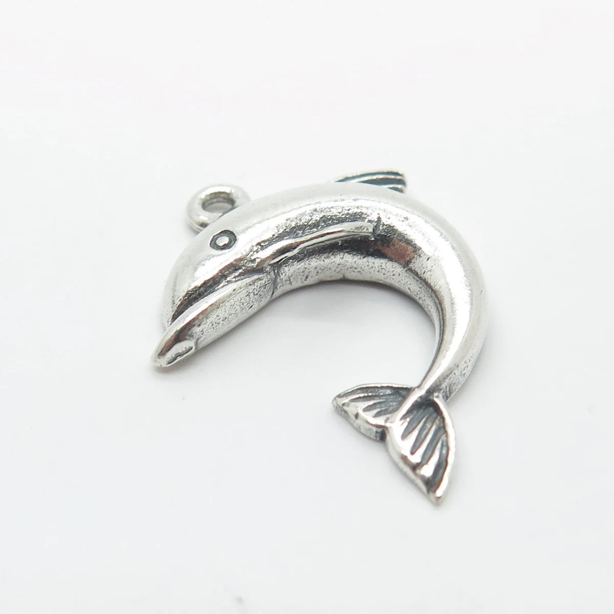 925 Sterling Silver Vintage Friendly Dolphin Charm Pendant