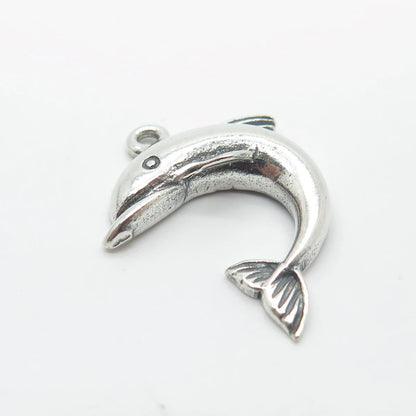 925 Sterling Silver Vintage Friendly Dolphin Charm Pendant