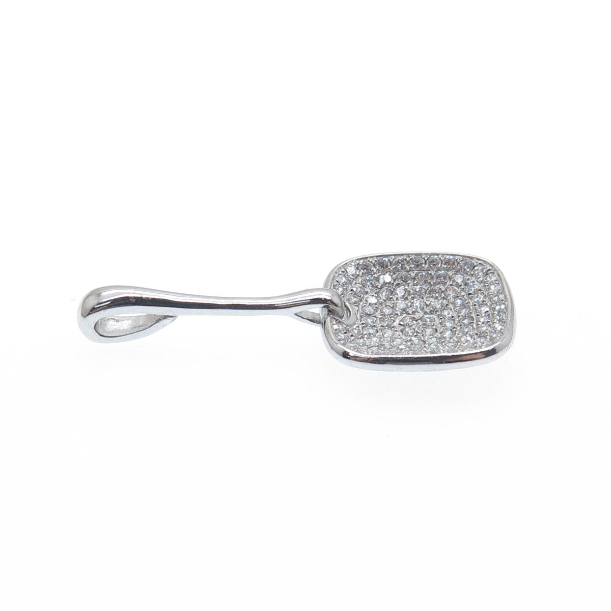 925 Sterling Silver Round-Cut C Z Cushion Drop Charm Pendant