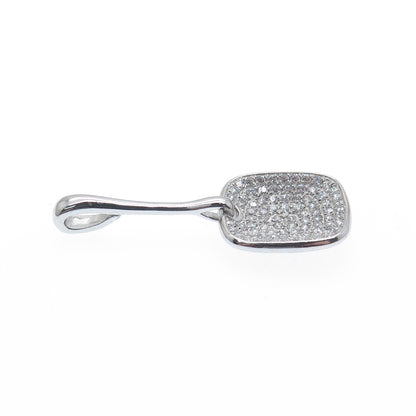 925 Sterling Silver Round-Cut C Z Cushion Drop Charm Pendant