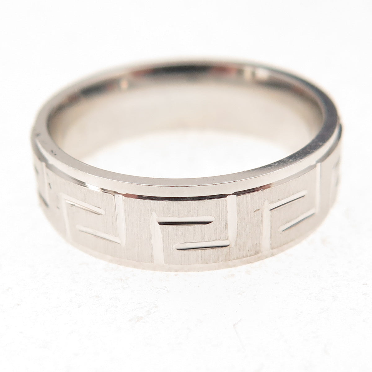 925 Sterling Silver Vintage Greek Key Band Ring Size 7.25