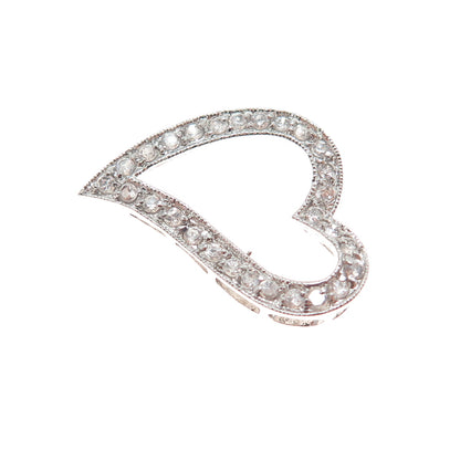 925 Sterling Silver Round-Cut C Z Heart Slide Charm Pendant
