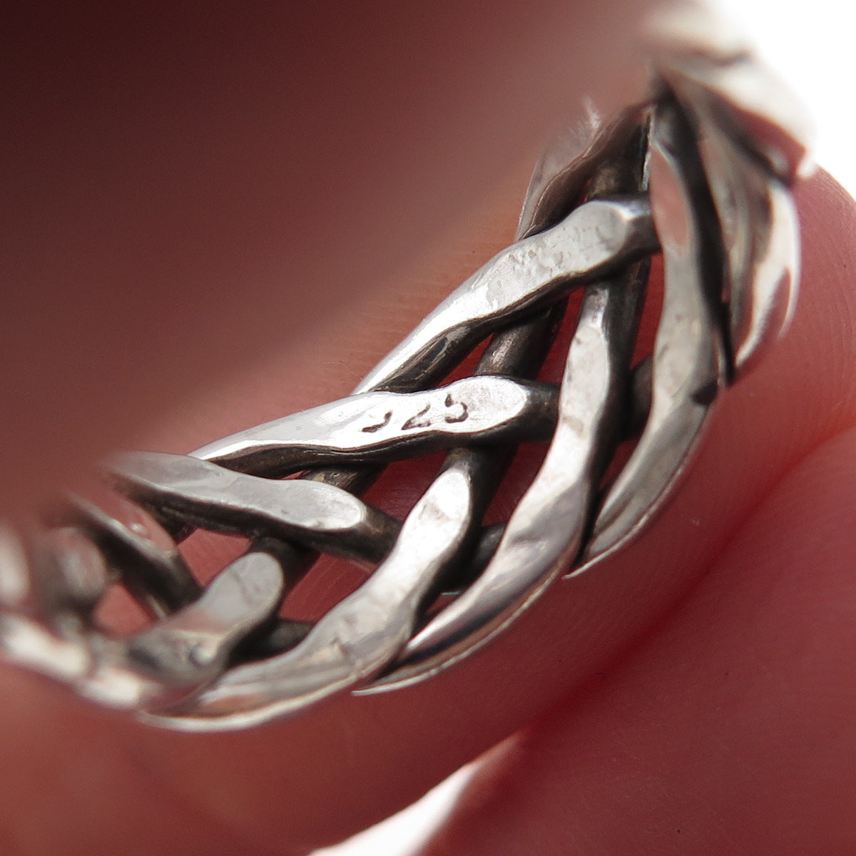 925 Sterling Silver Vintage Braided Oxidized Band Ring Size 8