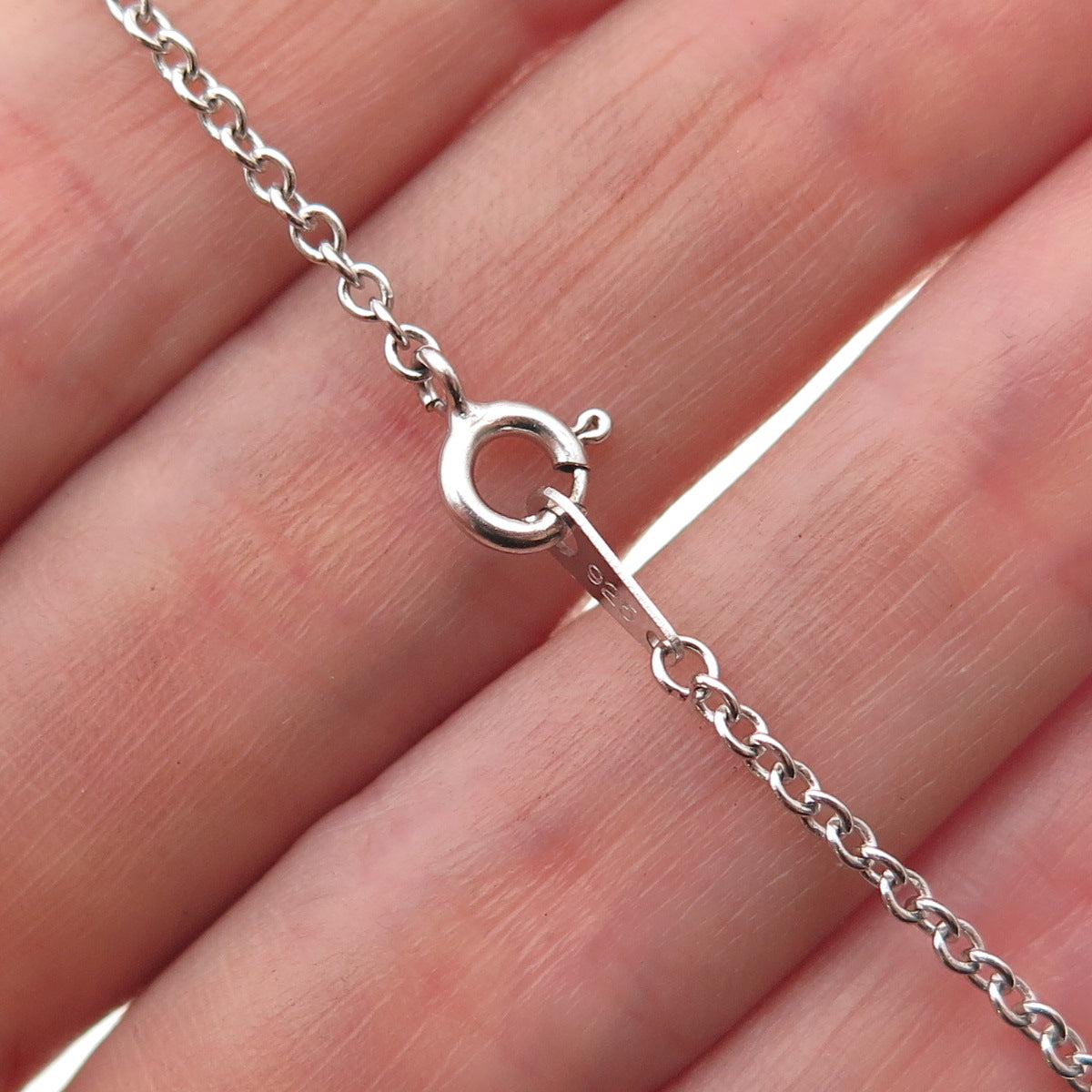 925 Sterling Silver Champagne & White C Z Cable Chain Necklace 16"