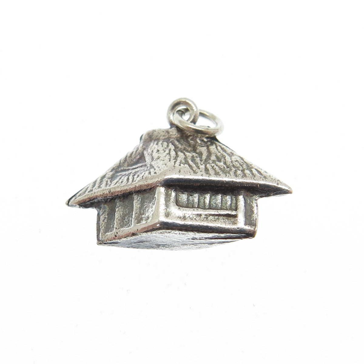 925 Sterling Silver Antique Art Deco Japanese Cabin Minimalist Charm Pendant