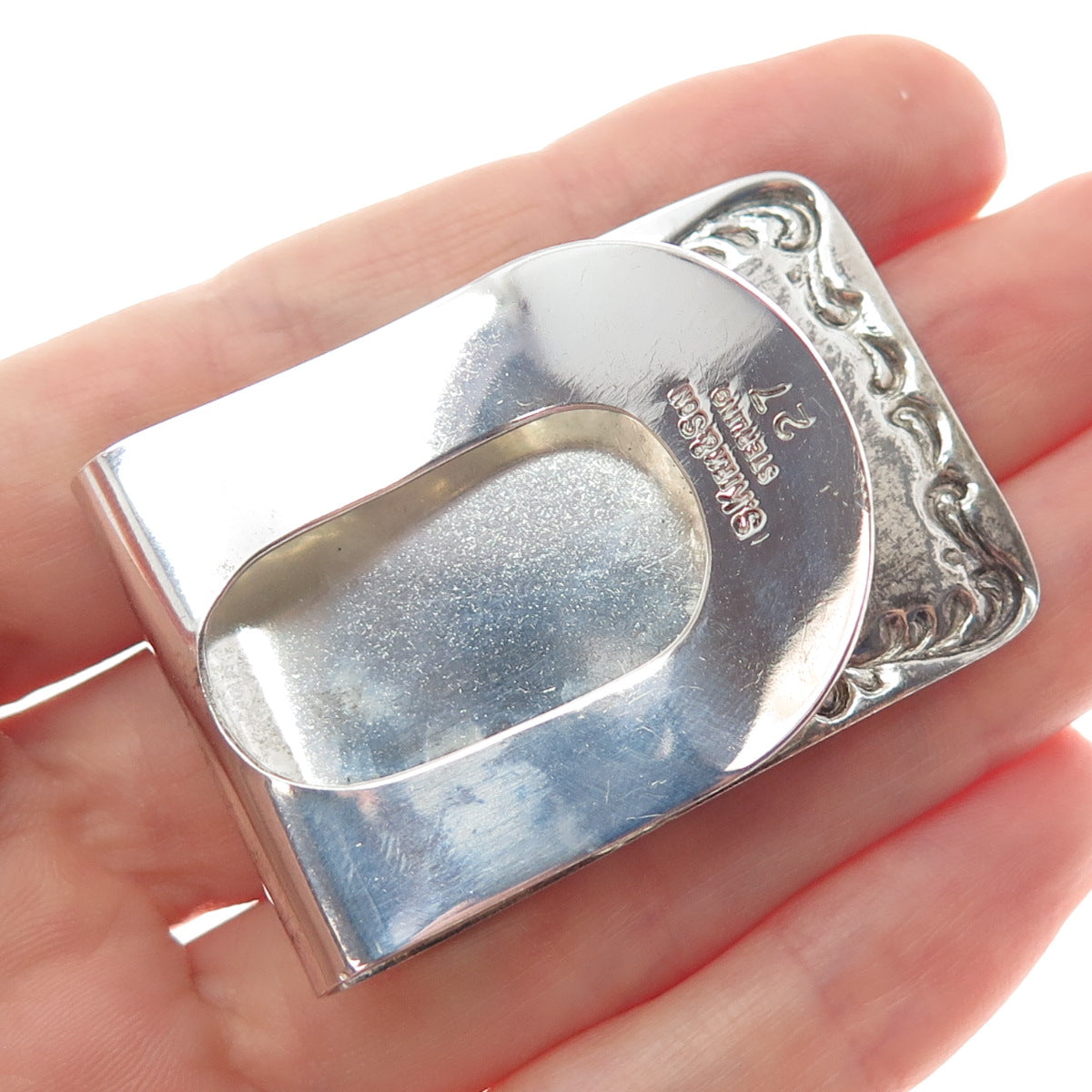S. KIRK & SON Sterling Silver Antique Engraved Monogram Napkin Clip Holder #27