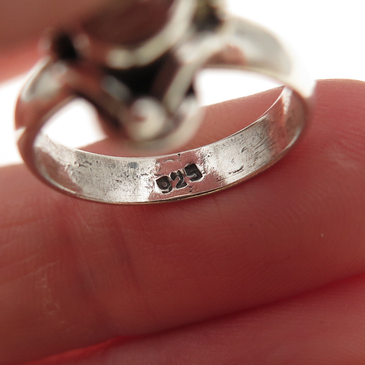 925 Sterling Silver Vintage Real Citrine Oxidized Ring Size 5