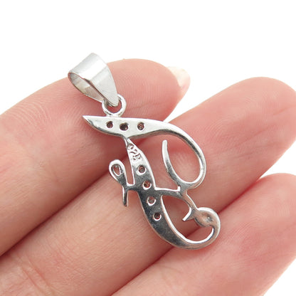 925 Sterling Silver Round-Cut C Z Letter "F" Initial Pendant