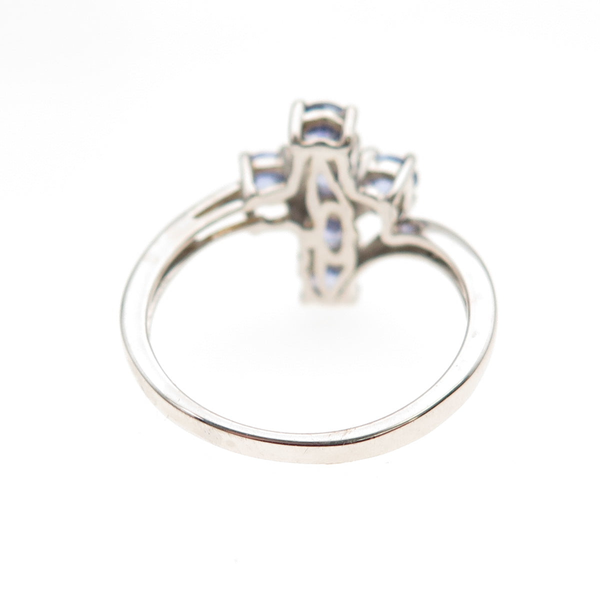 Chuck Clemency 925 Sterling Silver Real Round-Cut Tanzanite Cross Ring Size 7.25