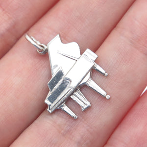 WELLS 925 Sterling Silver Vintage Grand Piano Minimalist Charm Pendant